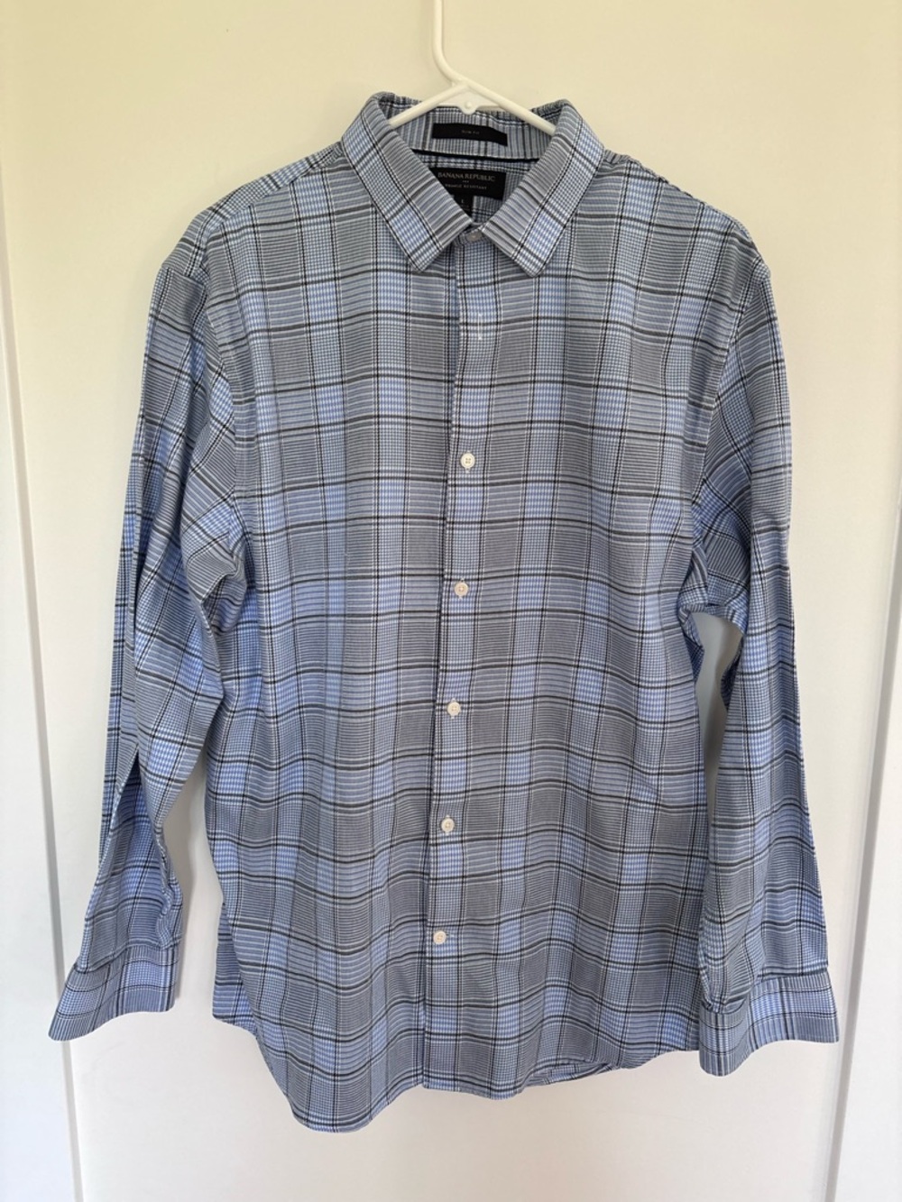 Banana Republic Blue Plaid Button-Up Dress Shirt